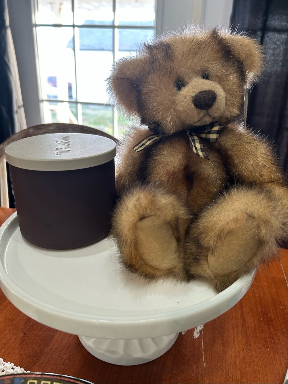 Russ Brown Plush Teddy with Plaid Bow